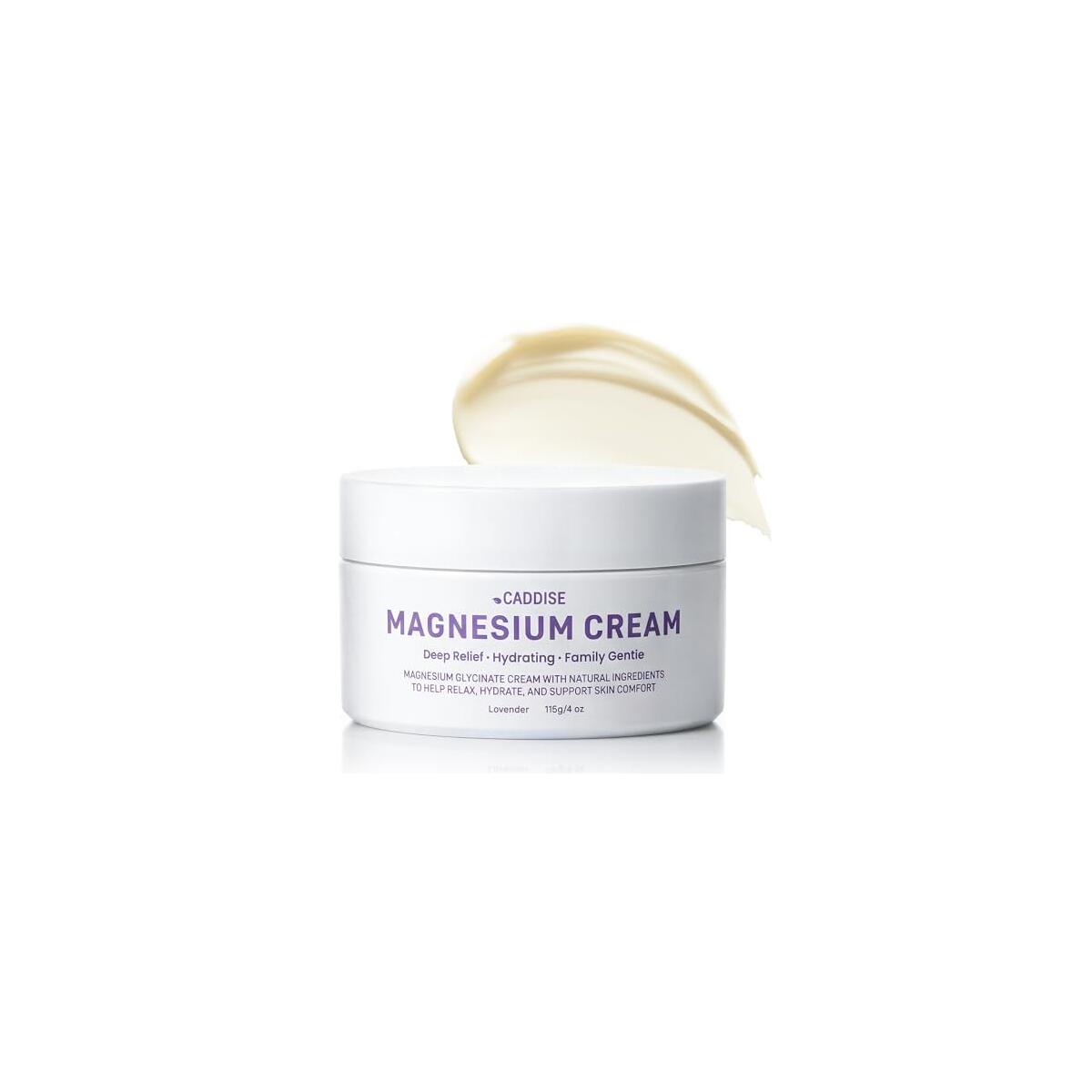Magnesium Lotion with Magnesium Glycinate, Fast-Absorbing Moisturizing Cream for Legs, Feet & Body, Non-Greasy, for Daily Comfort & Nighttime Routine, Gentle for Kids, Lavender, 4 fl oz