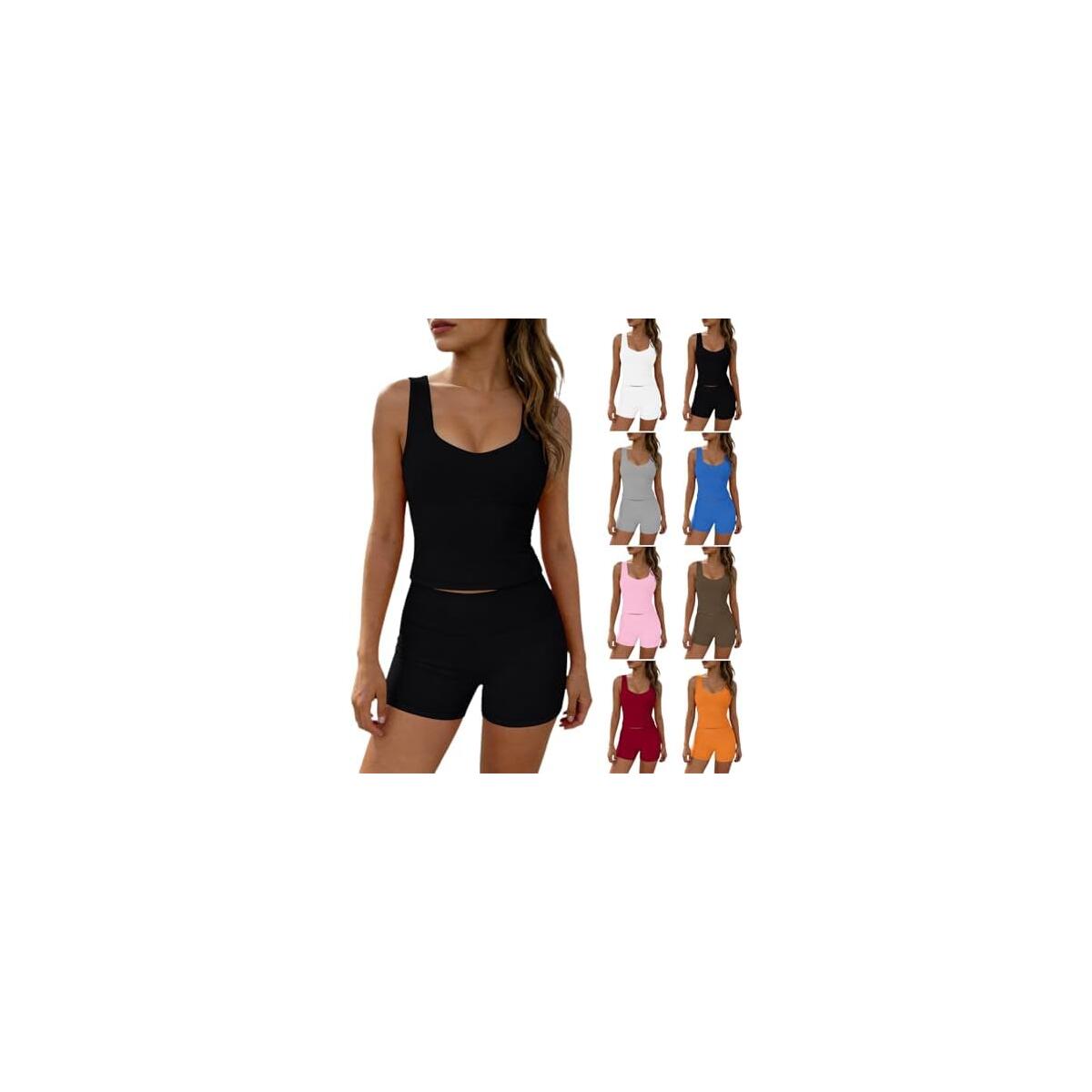 Athletic Sets for Women Sleeveless Tank Top and Shorts Sweat Set Gym Yoga Sports Outfit Summer Workout Sets