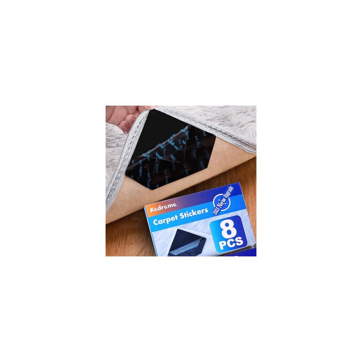 Kadrama 8-Pack DIY Tear-to-Fit Rug Gripper Pads | Dual-Adhesive Non-Slip Tape for Hardwood, Tile & Laminate | Hand-Tearable Shape Customization, No Residue & Floor Safe Carpet Stickers