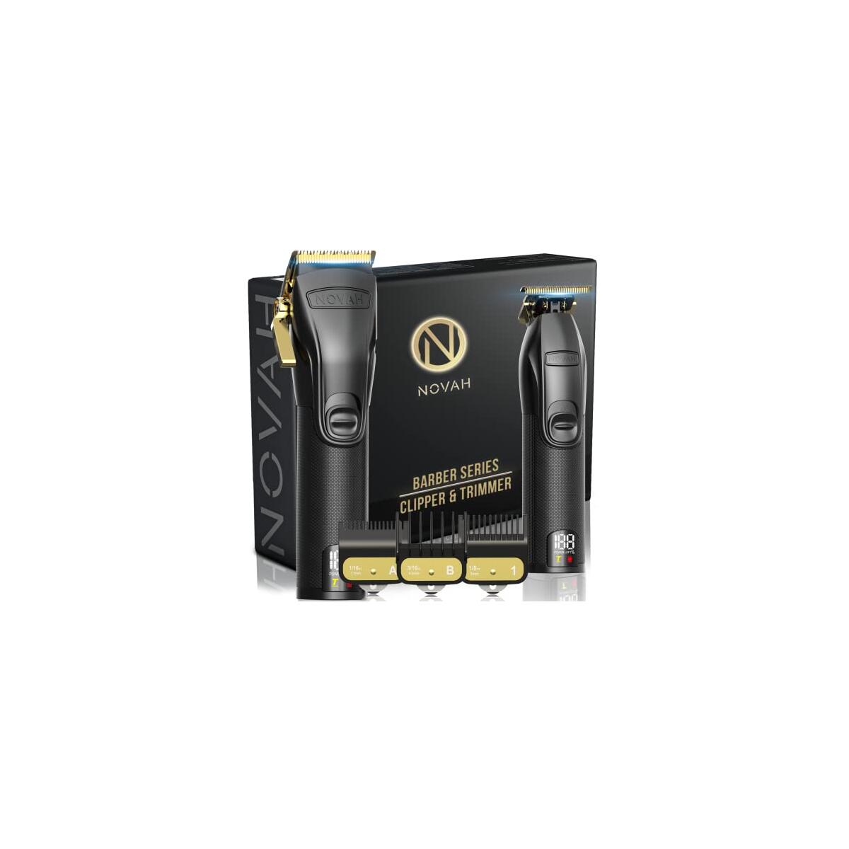 Novah&reg; Professional Hair Clippers for Men, Professional Barber Clippers and Trimmer Set, Mens Cordless Hair Clipper for Barbers Haircut Fading Kit Fade - Gold