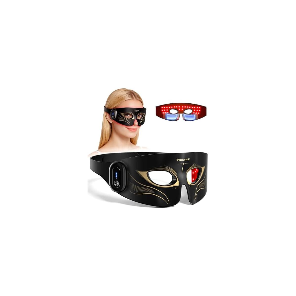 Red Light Therapy for Eyes, Infrared Red Light Therapy for Eye Bag, No Light Leakage 630nm Red Light & 850nm Infrared Red Light Therapy Device for Wrinkles, Red Light Eye Mask with Rechargeable Remote