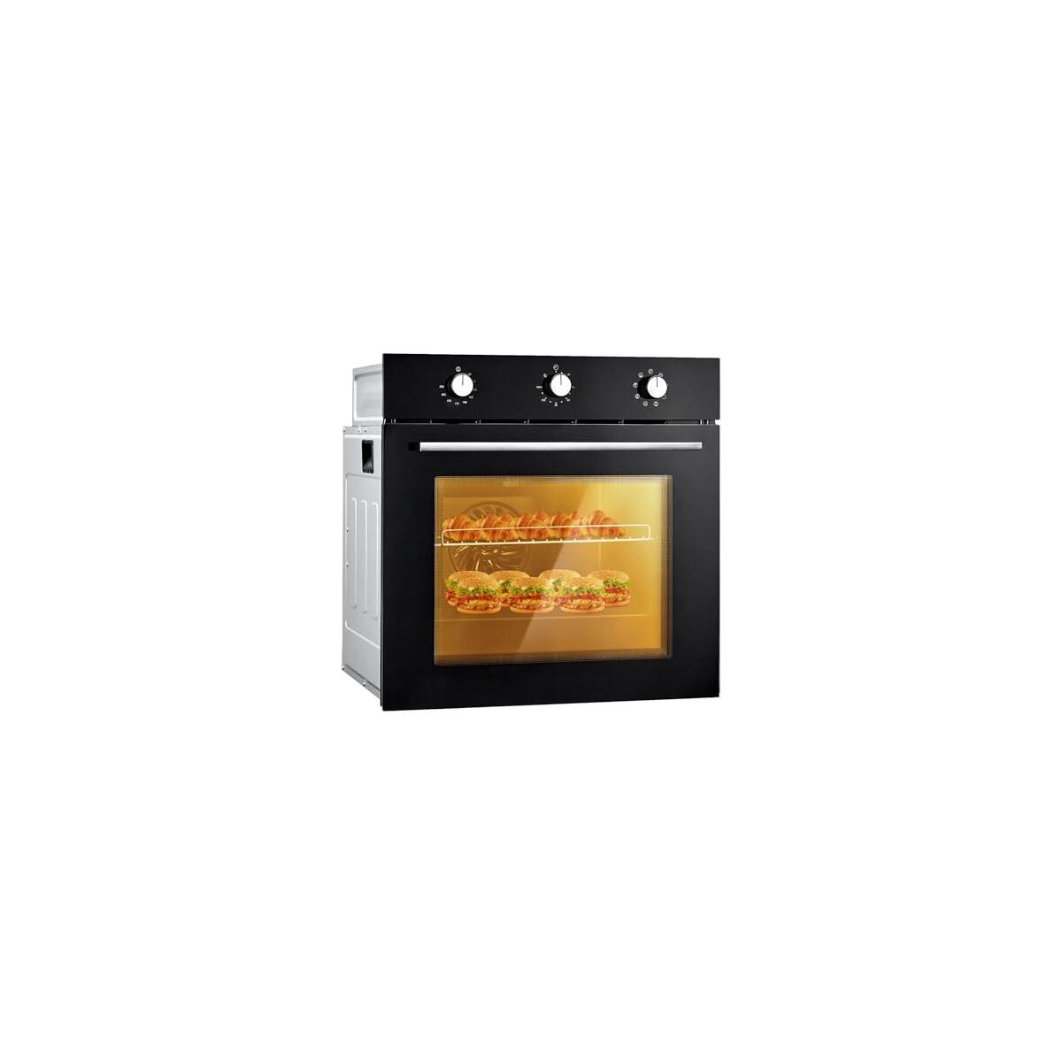 GarveeHome 24" Single Wall Oven, 2.5 Cu.Ft Built-in Electric Single Wall Ovens with Mechanical Knobs, Double-Layered Glass Door, 5 Cooking Functions, 3000W 240V Ideal for Kitchen Oven