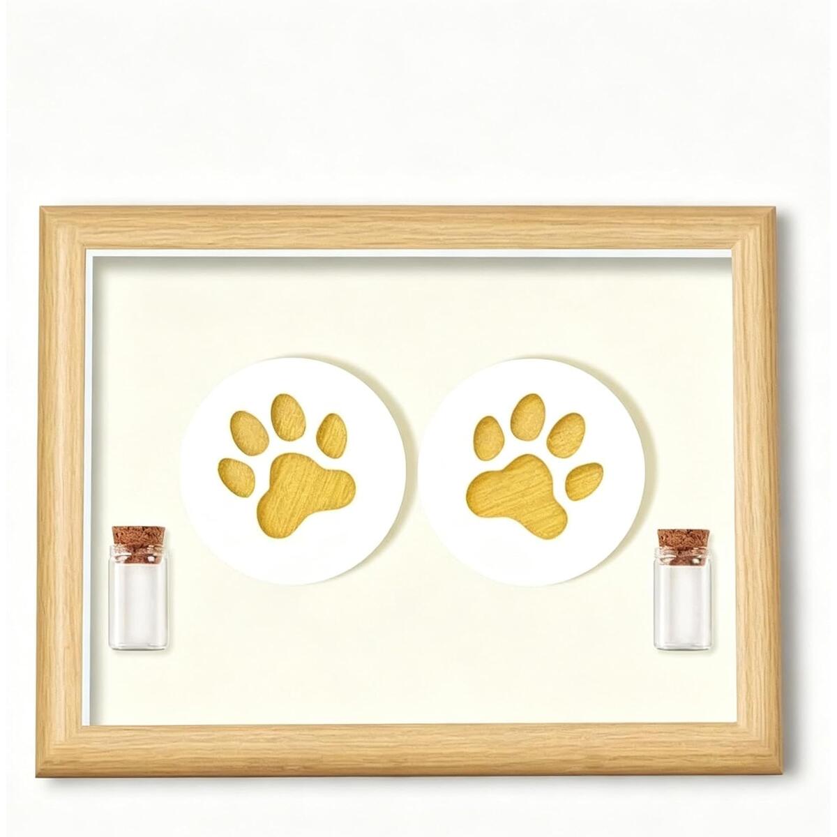 8-Inch Oak-Tone Pet Paw Print Memorial Picture Frame
