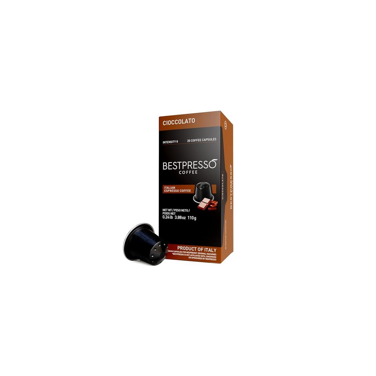 Bestpresso Coffee for Nespresso Original Machine 120 pods Certified Genuine Espresso Chocolate Blend (Medium Intensity) Pods Compatible with Nespresso Original 60 Days Satisfaction Guarantee