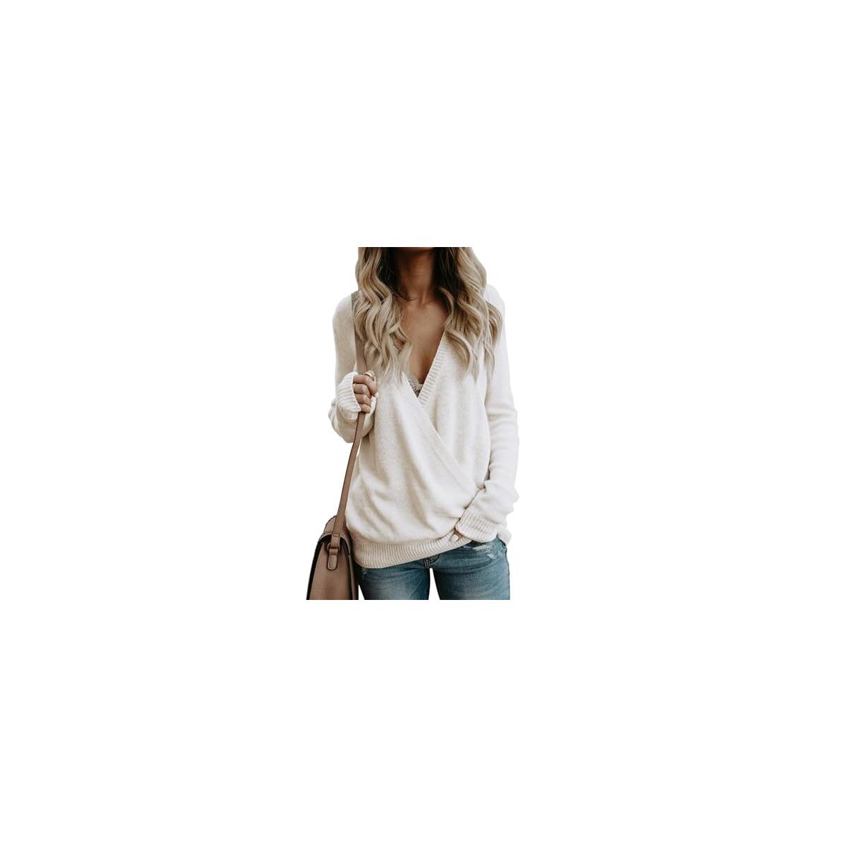 Womens Deep V Neck Wrap Sweaters Coupon - RebateKey