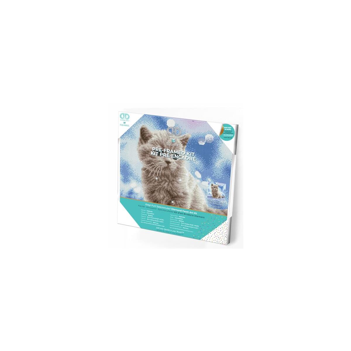 DIAMOND DOTZ Bubbles - Pre-Framed Kit Cat Diamond Painting Kits for Adults - Diamond Art Kits a Relaxing Creative Craft Kit with Dotz Gems 13.5"x13.5"