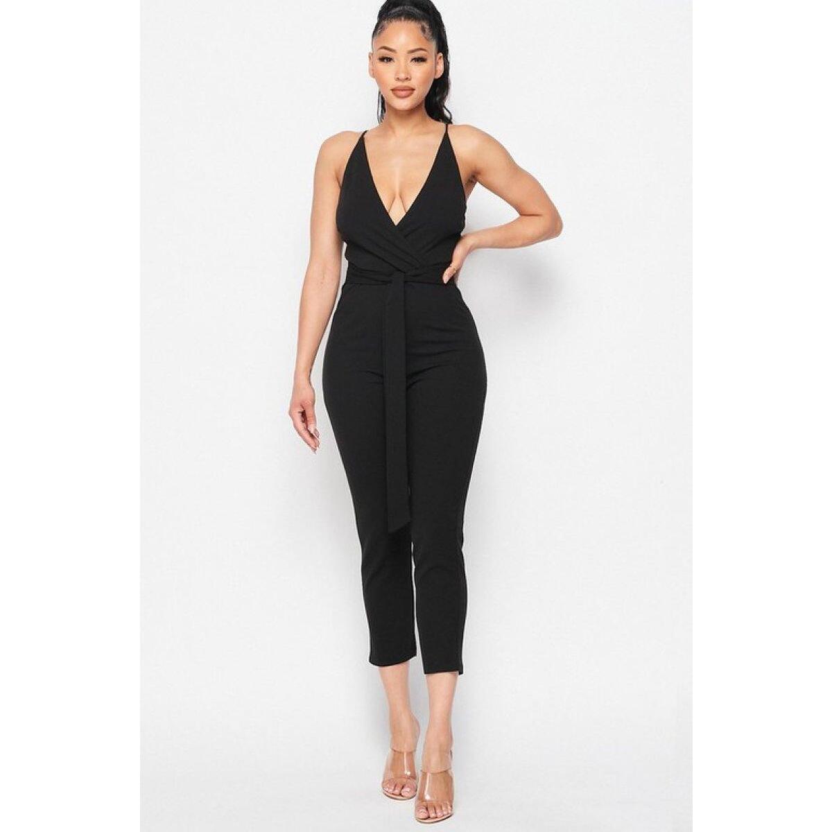 Waist Tie Sleeveless Jumpsuit Deals - RebateKey