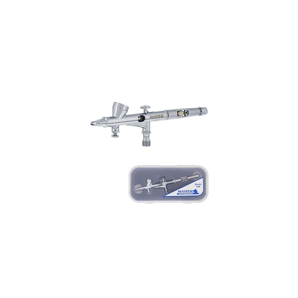 Master Airbrush High Precision G48 Dual-Action Gravity Feed Airbrush, 0.2 mm Tip, Small 1/16 oz Cup, Air Control