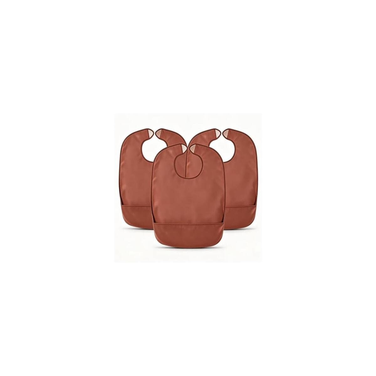 Adult Waterproof Bibs 3 Pack with 3D Deep Crumb Catcher | Flexible PVC & TPU, Oil Stain Resistant, Adjustable Hook & Loop, Reusable & Washable, for Elderly & Disabled