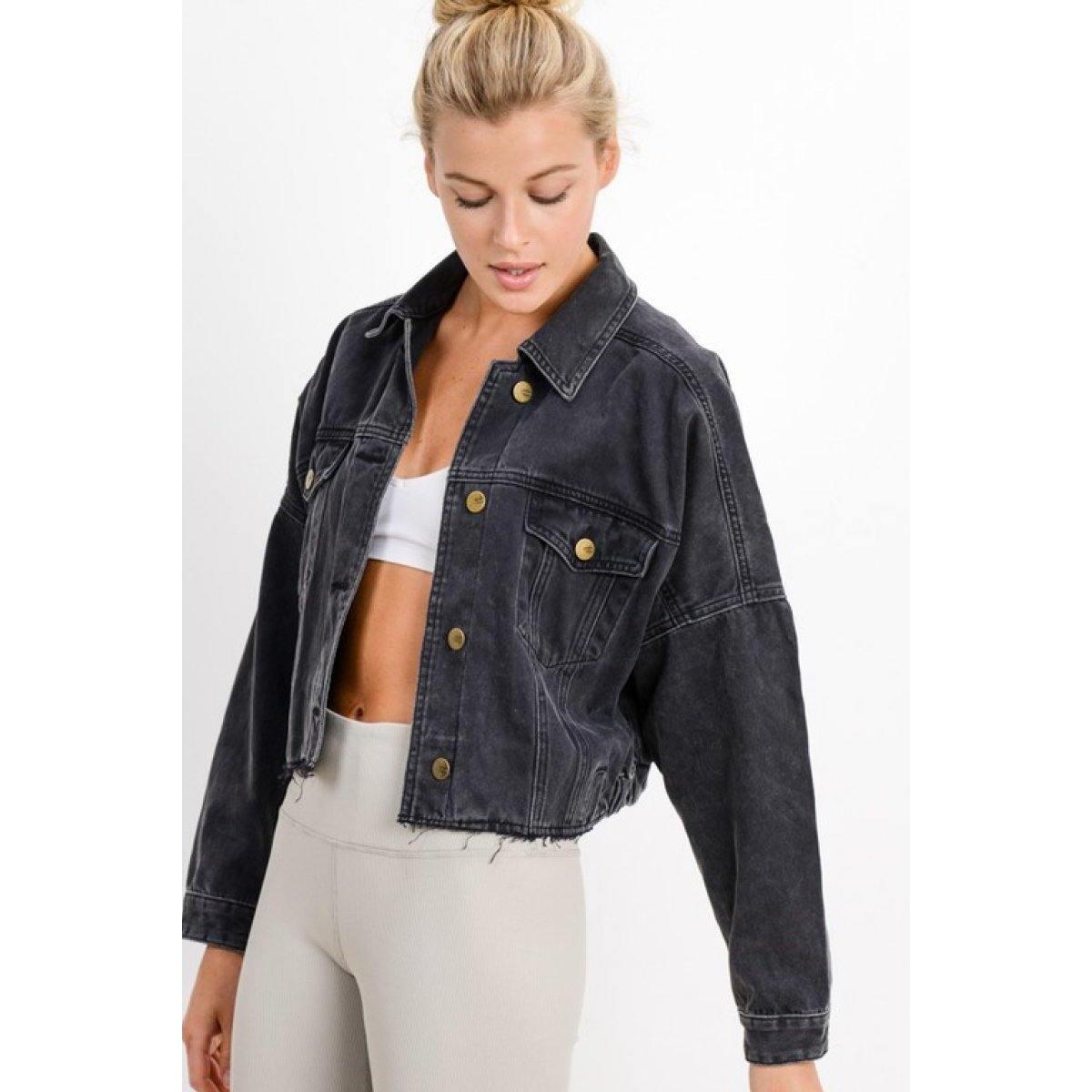 Ribbed Crop Denim Jacket Coupons - RebateKey