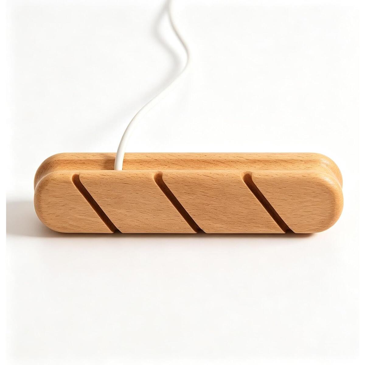 Solid Wood Desk Cable Management Cord Holder