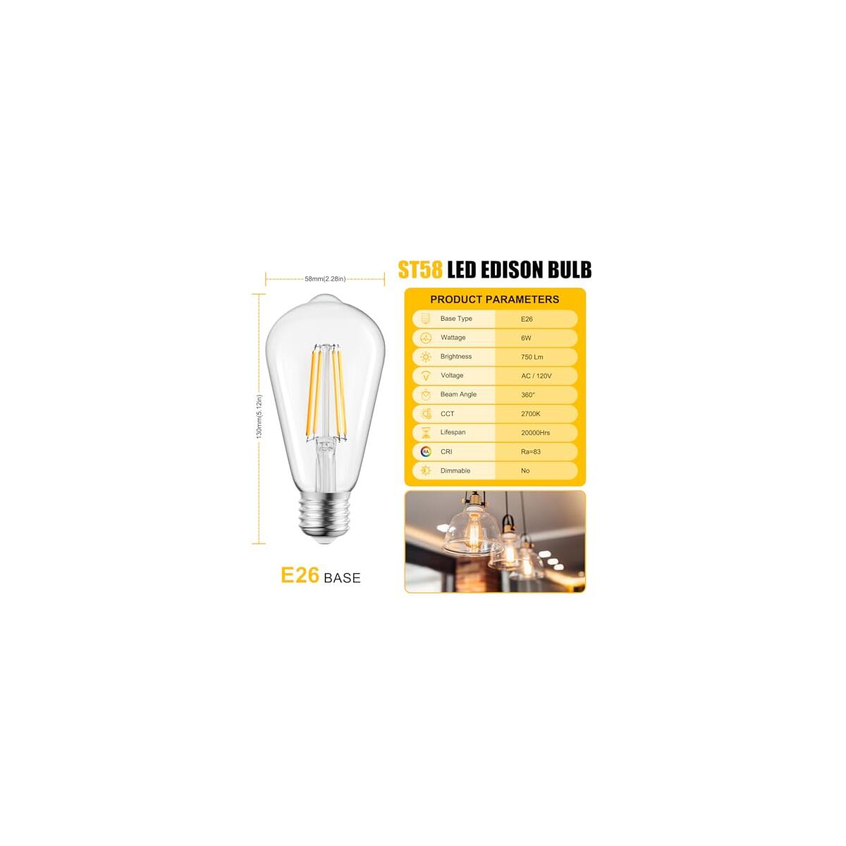 6 Pack Led Edison Light Bulbs Coupons - RebateKey