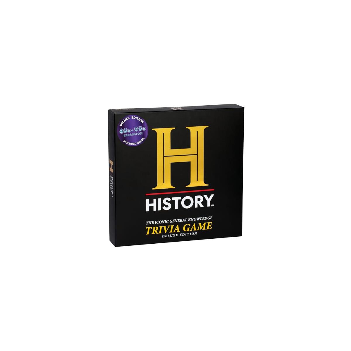 HISTORY Channel Trivia Board Game Deluxe Edition with 80s & 90s Expansion Pack - 2400 General Knowledge Questions - Christmas Stocking Stuffers Gift for Adults & Family in Pursuit of Trivial Knowledge
