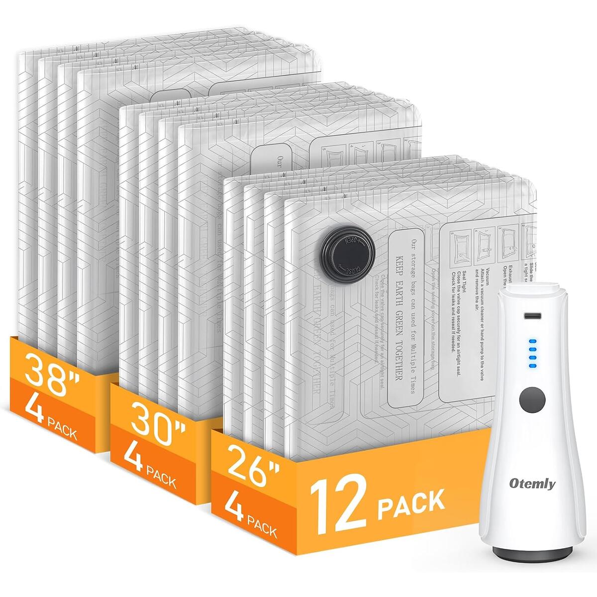 Reusable Vacuum Storage Bags for Travel with Rechargeable Pump
