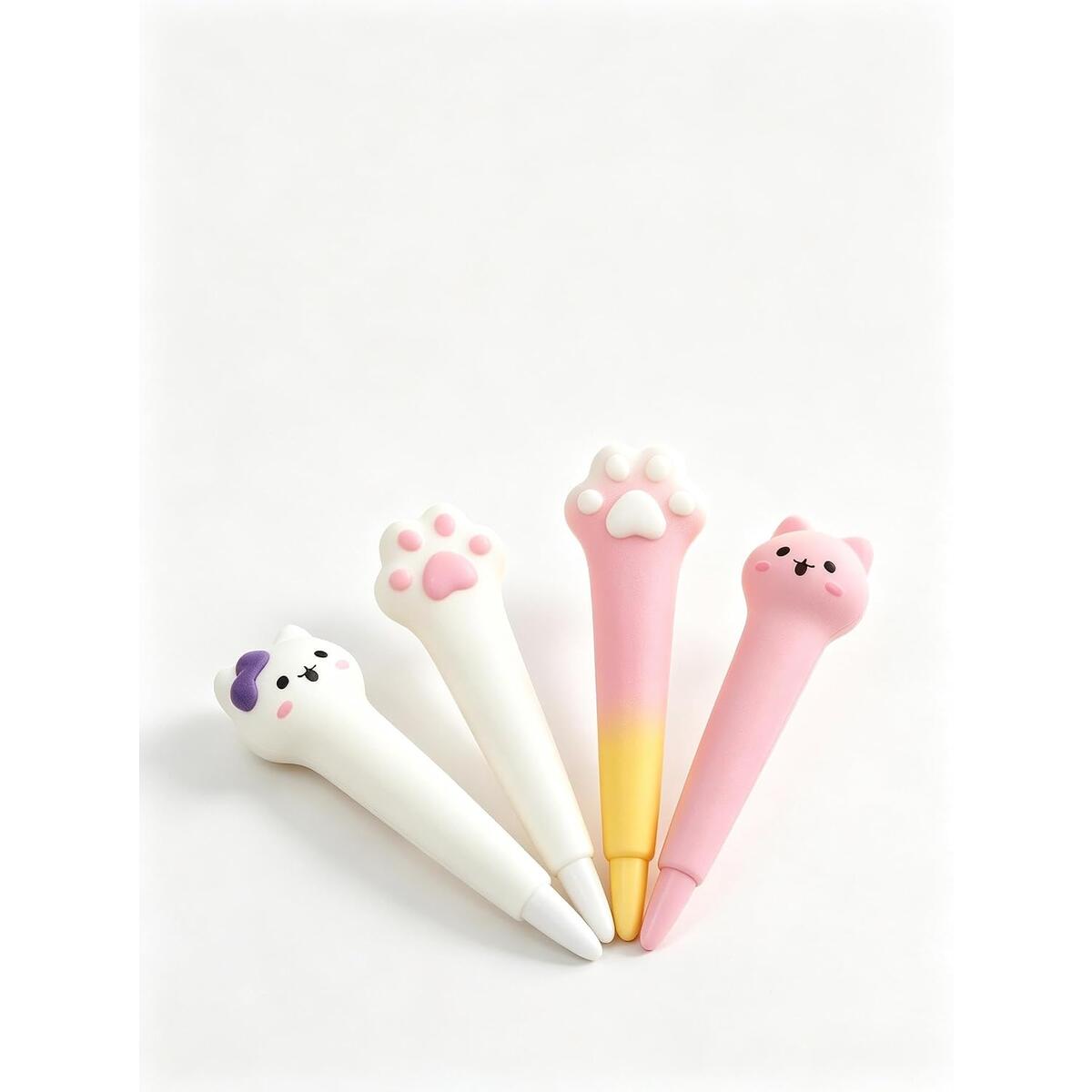 Slow Rebound Squishy Pen Set 4 Pcs Kawaii Cat Gel Pens