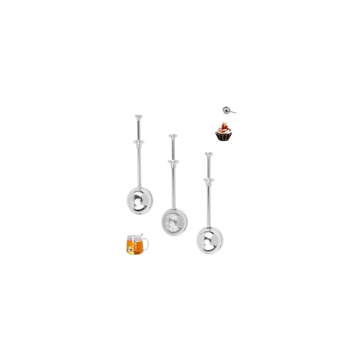 Tea Strainer, 3 Pieces, 304 Stainless Steel Tea Infuser with Long Handle, Reusable Tea Infuser for Coffee, Tea, Spices, Condiments, Teapot, Cup