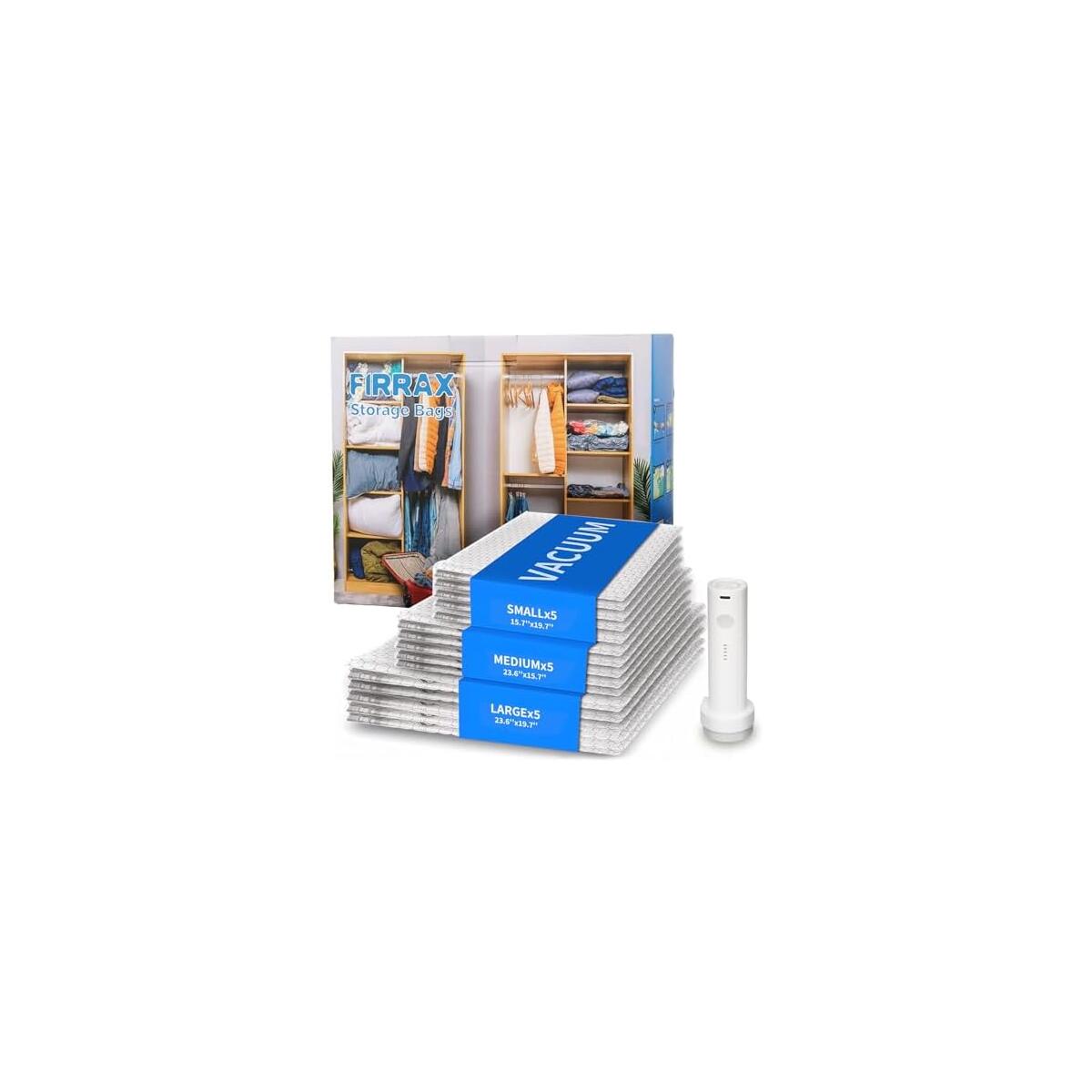15 Pack Vacuum Storage Bags for Travel with Pump, 3 Sizes
