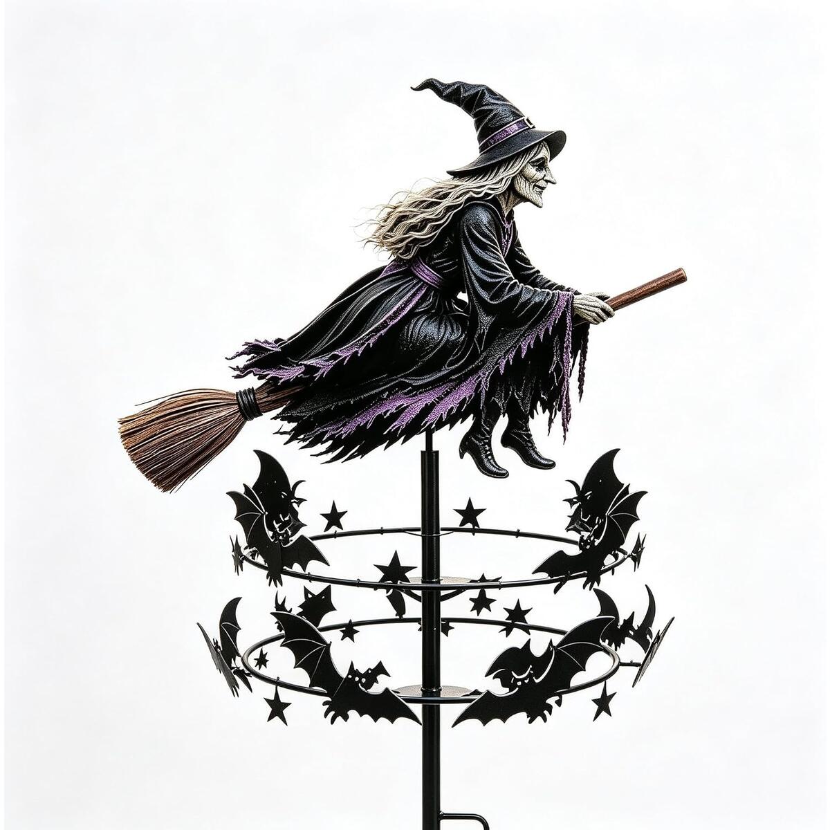 Enchanted Witch Garden Wind Spinner with Multi-Layer Rotation