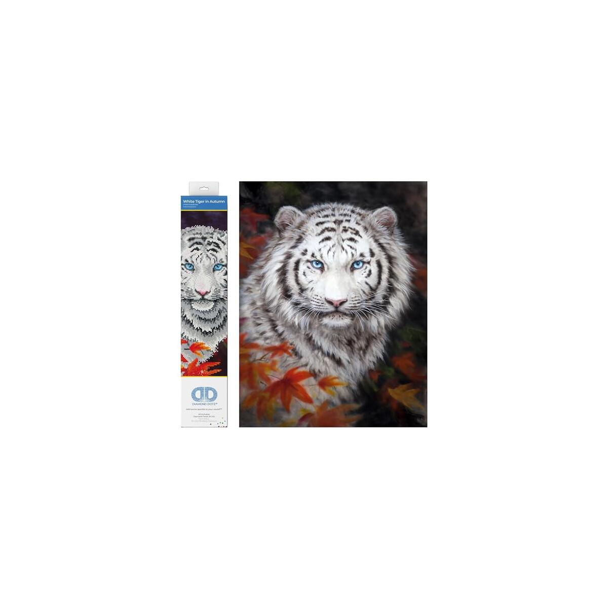 DIAMOND DOTZ White Tiger in Autumn Animal Diamond Painting Kits for Adults - Diamond Art Kits a Relaxing Creative Craft Kit with Dotz Gems 18
