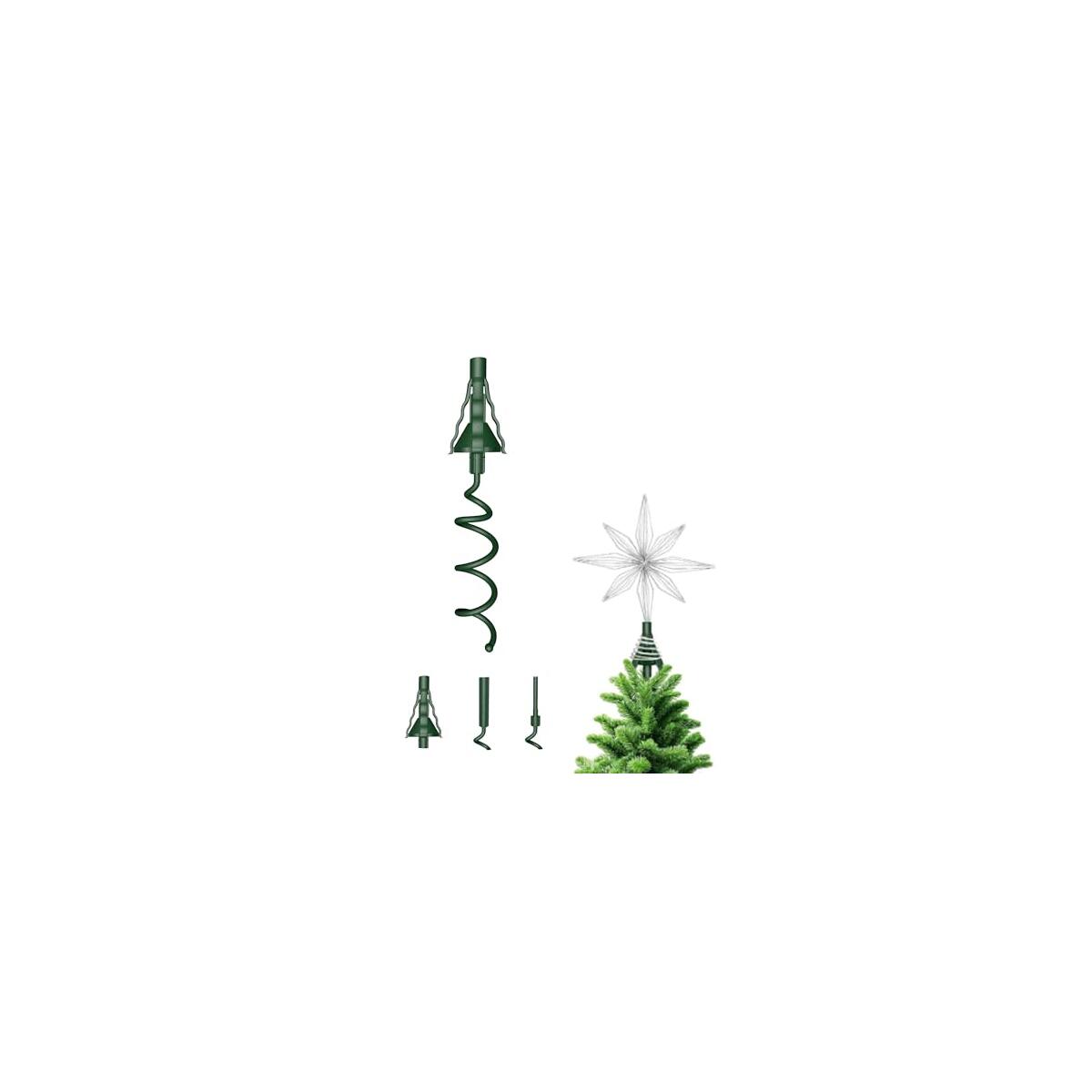 Christmas Tree Topper Holder - Twist On Universal Stabilizer with Adjustable Attachments, Secure Lock for Treetop Ornaments, Fits Most Tree Types & Toppers (Green)