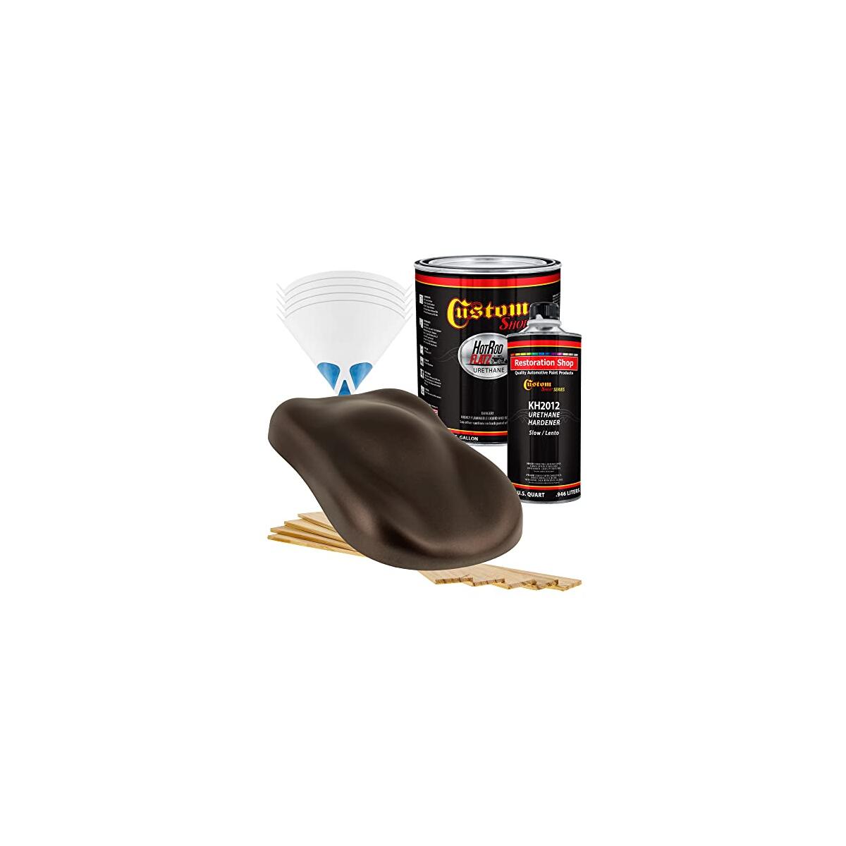 Custom Shop - Mahogany Brown Metallic - Hot Rod Flatz Flat Matte Satin Urethane Auto Paint - Complete Gallon Paint Kit - Professional Low Sheen Automotive, Car Truck Coating, 4:1 Mix Ratio