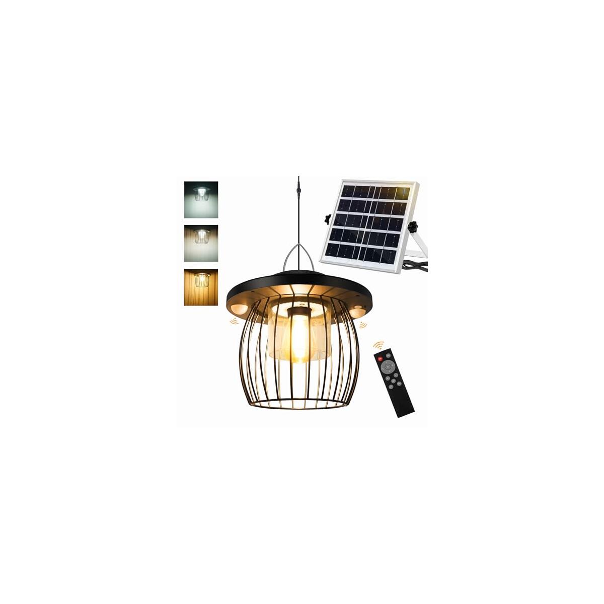 Solar Pendant Lights for Outdoor and Indoor,Solar-Powered, Motion-Activated, Remote-Controlled, 5 Lighting Modes, Warm/Cool White, Weatherproof,Ideal for Sheds, Garages, Patios, Gardens, and Barns