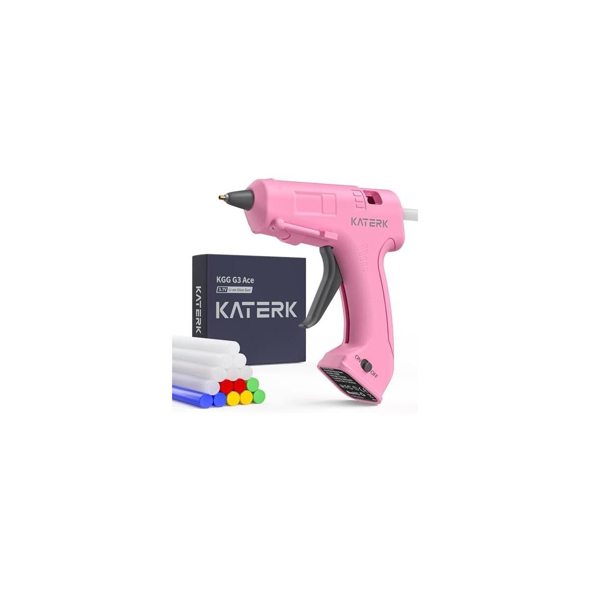 Katerk 3.7V Cordless Hot Glue Gun Kit, 90s Fast Heating, Mini Glue Gun with 15 Glue Sticks, USB-C Rechargeable with 2000mAh Built-in Battery, Ideal for DIY, Gift Making, School Crafts & Repairs (Coupon codes can be applied to all variations)