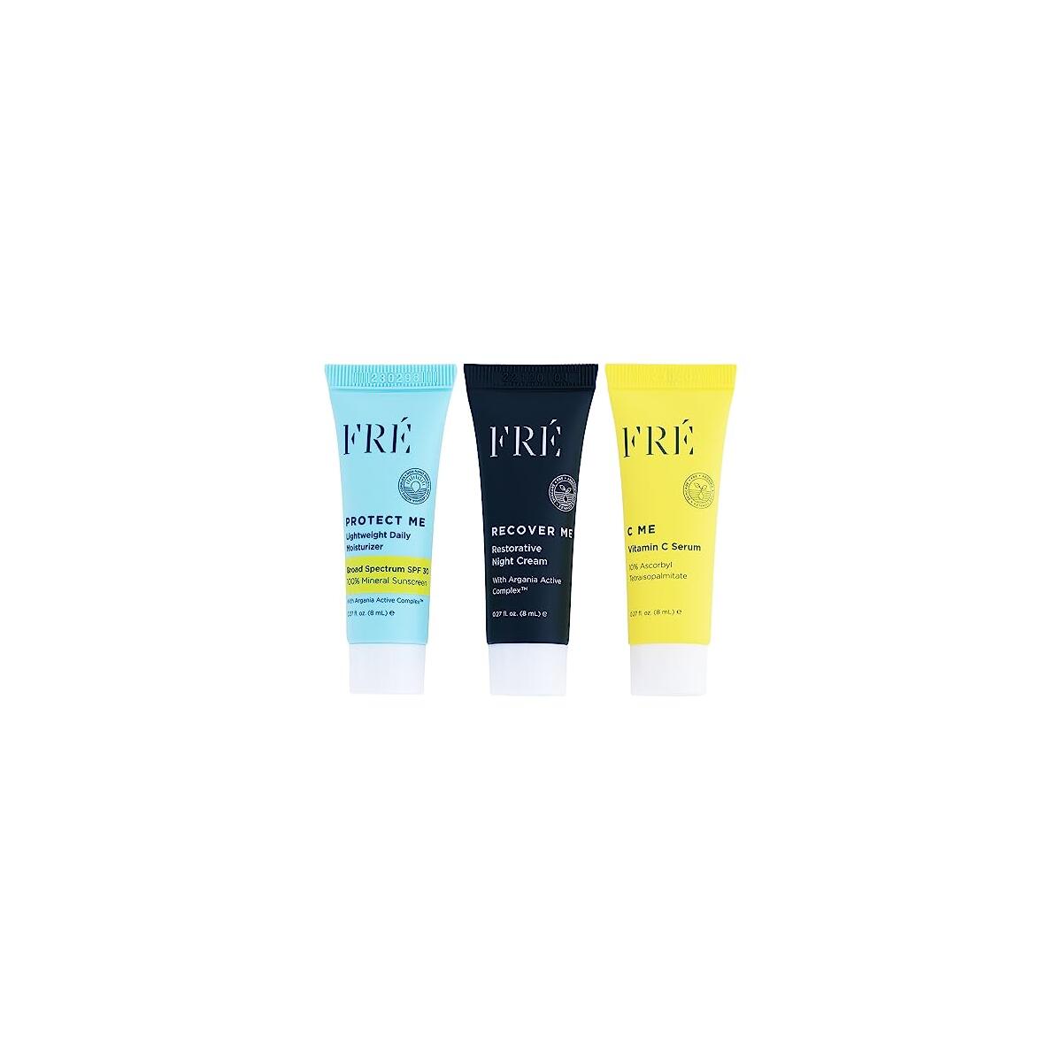 FR&Eacute; Deluxe Mini Set &ndash; Travel-Size Clean Skincare Essentials with C ME Serum, Reef-Safe, Vegan, For Face & Body