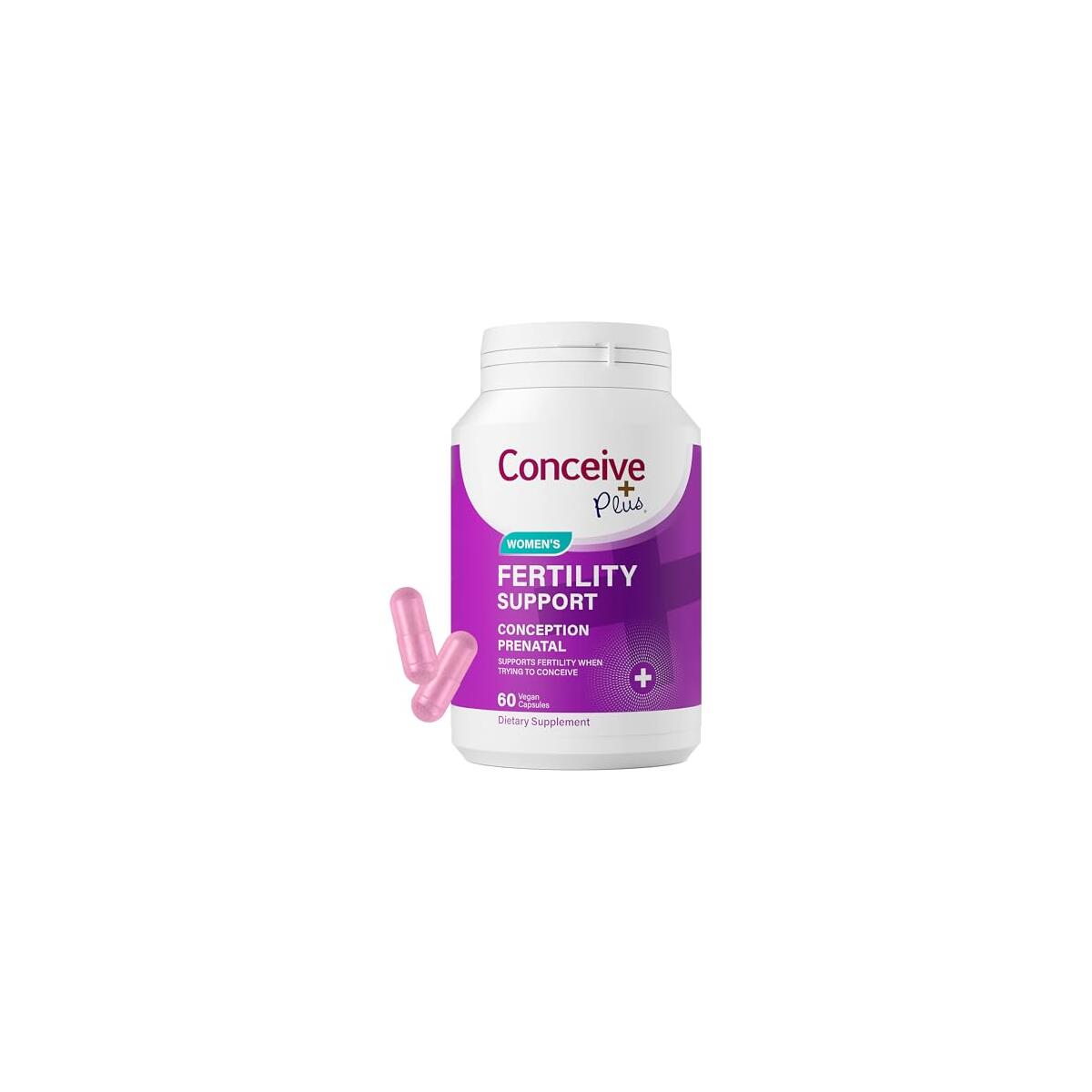 CONCEIVE PLUS Women's Fertility Support: Prenatal Multivitamin for Trying to Get Pregnant, Conception Blend, Hormonal Balance, Folate, Zinc, Thiamin, Riboflavin, Biotin, Non-GMO, Vegan, 30 Days