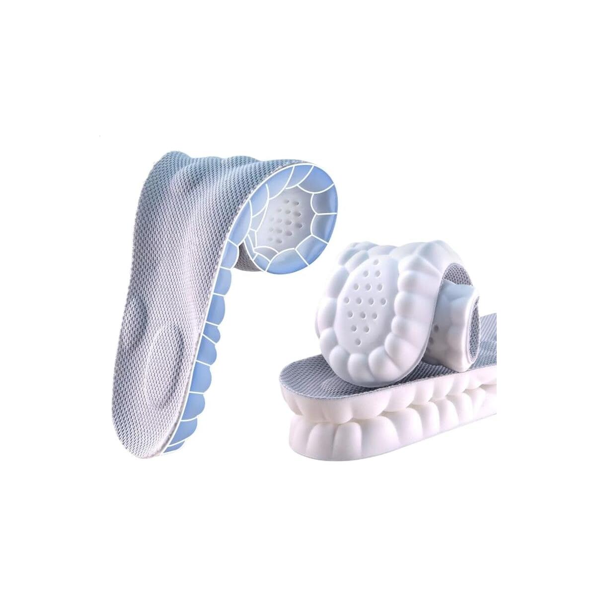 Insoles for Women Man,Cloud Soles for Men Women,4D Cloud Soles for Men,Anti Fatigue, Shock Absorption, Foot Pain Relief (Gray, S)