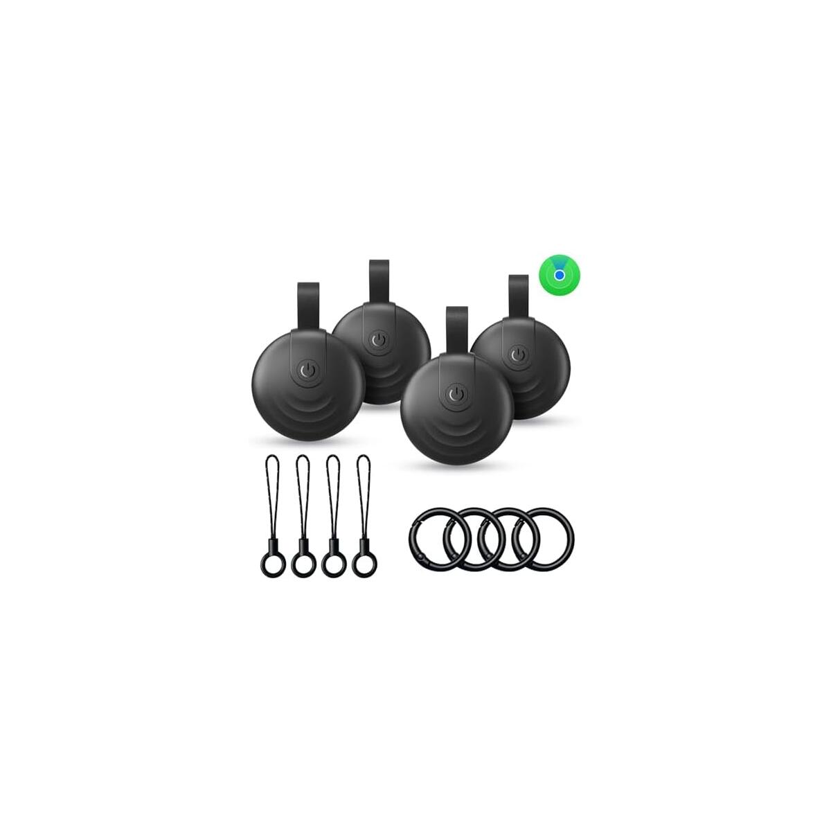Air Tracker Tags (iOS Only) 4 Pack: Bluetooth Item Finder with Apple Find My APP, Item Locator for Keys Finder, Bags Wallets Anti-Loss, IP68 Waterproof Smart Tag (F20 Black)
