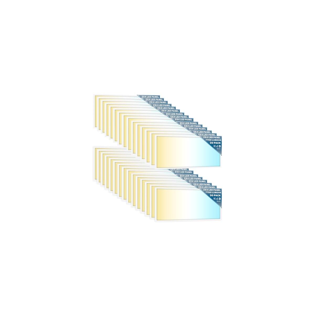 Sunco 30 Pack 2x4 LED Flat Panel Light Drop Ceiling Office Fixture, 7700 LM, Selectable Features, 40W/50W/60W, 4000K/5000K/6000K, Dimmable (0-10V), Dustproof ETL.