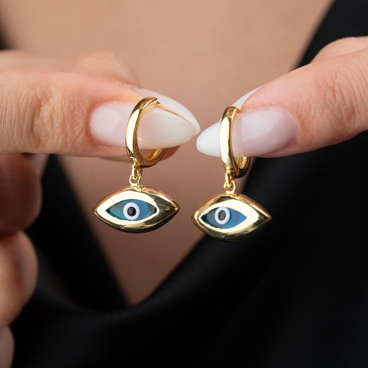 Evil Eye Sterling Silver Hoop Earrings