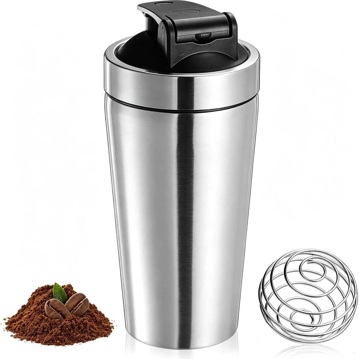 Stainless Steel Protein Shaker Bottle with Mixing Ball, 739ml