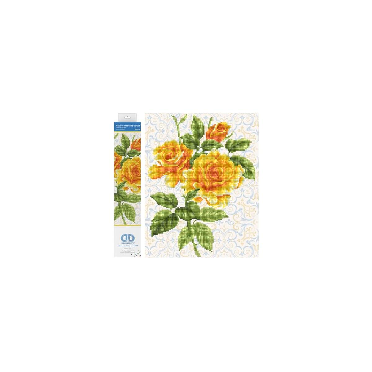 DIAMOND DOTZ Yellow Rose Bouquet Diamond Painting Kits for Adults - Diamond Art Kits a Relaxing Creative Craft Kit with Dotz Gems 14.2x11