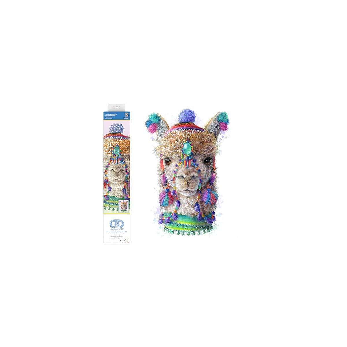 DIAMOND DOTZ Bohemian Alpaca Diamond Painting Kits for Adults - Diamond Art Kits a Relaxing Creative Craft Kit with Dotz Gems 20.1x16.1