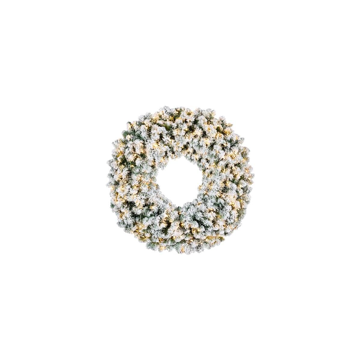 Best Choice Products 60in Large Flocked Artificial Pre-Lit Fir Christmas Wreath Holiday Accent Decoration w/ 300 2-in-1 LED Lights, 930 PVC Tips