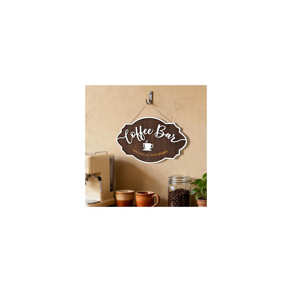 Small Coffee Bar Sign For Wall - Vintage Coffee Sign Decor For Bar Accessories, Wood Farmhouse Cafe Signs Rustic Kitchen Decor