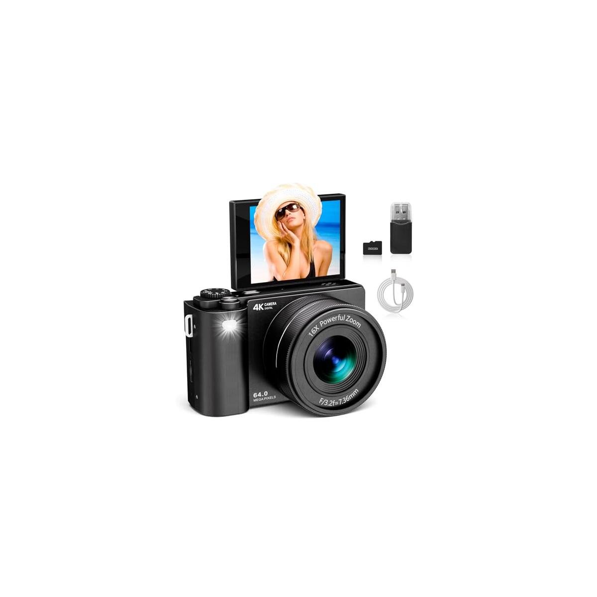 ZOOTEALY 4K Digital Camera for Photography Video: 64MP Vlogging Camera for YouTube with 2.8