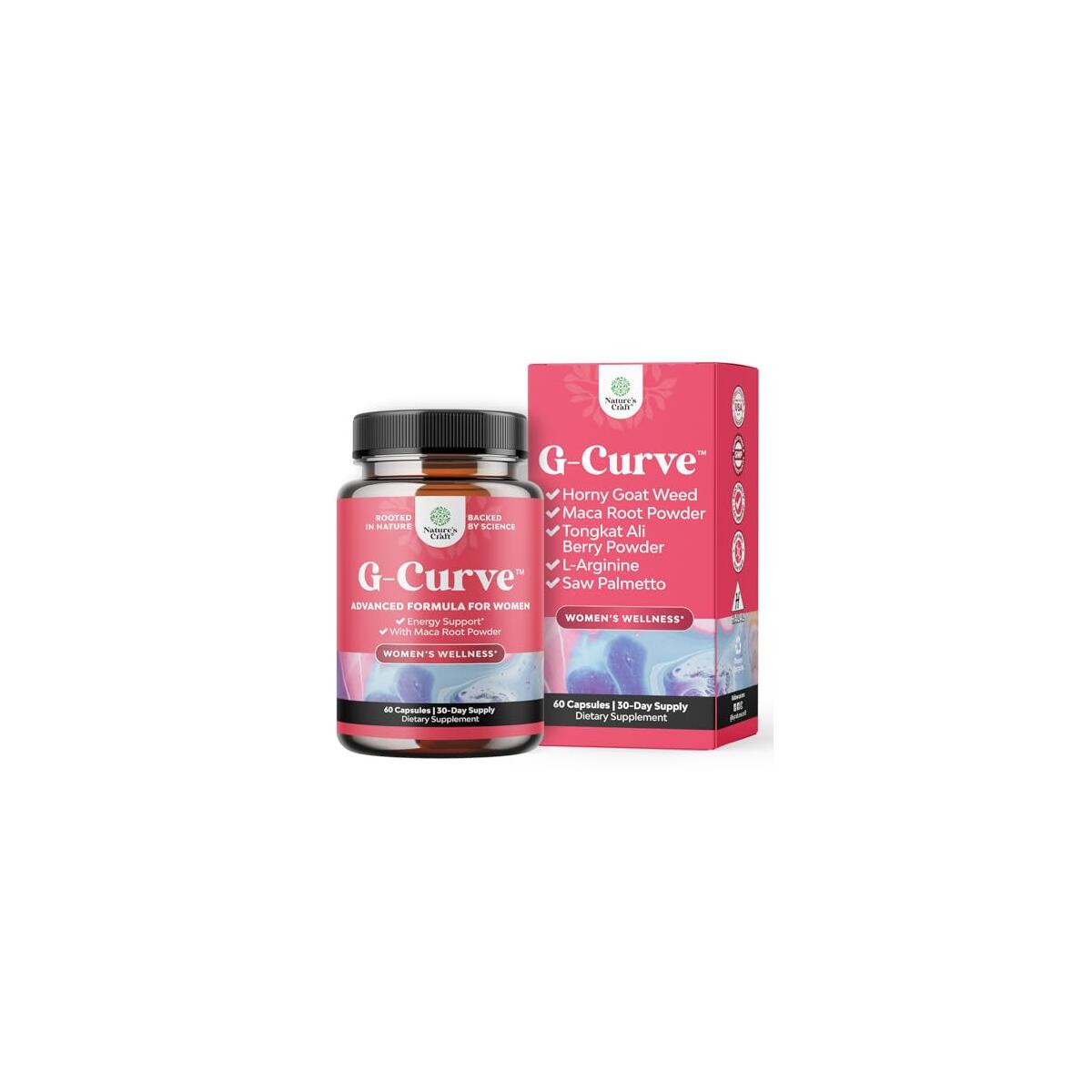 Natures Craft G-Curve Butt and Breast Enhancement Pills - Herbal Enhancer May Support Body Sculpting Curves with Saw Palmetto Extract Horny Goat Weed for Women *Results Vary 60 Count