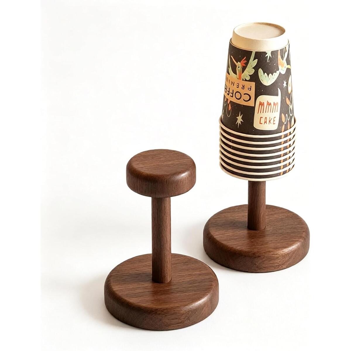 2-Pack Wooden Disposable Paper Cup Holder Stand