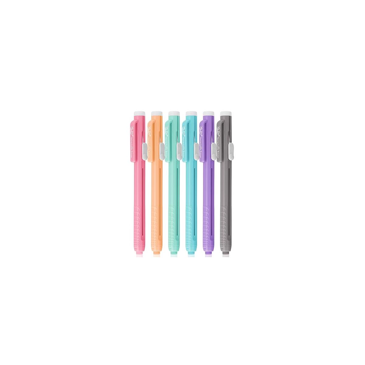 Mr. Pen- Retractable Mechanical Eraser Pen, Pack of 6, Pastel Colored Barrels with Colored Erasers, Pencil Eraser for Pencils, Retractable Eraser Pen, Eraser for Artists, Eraser for Pens