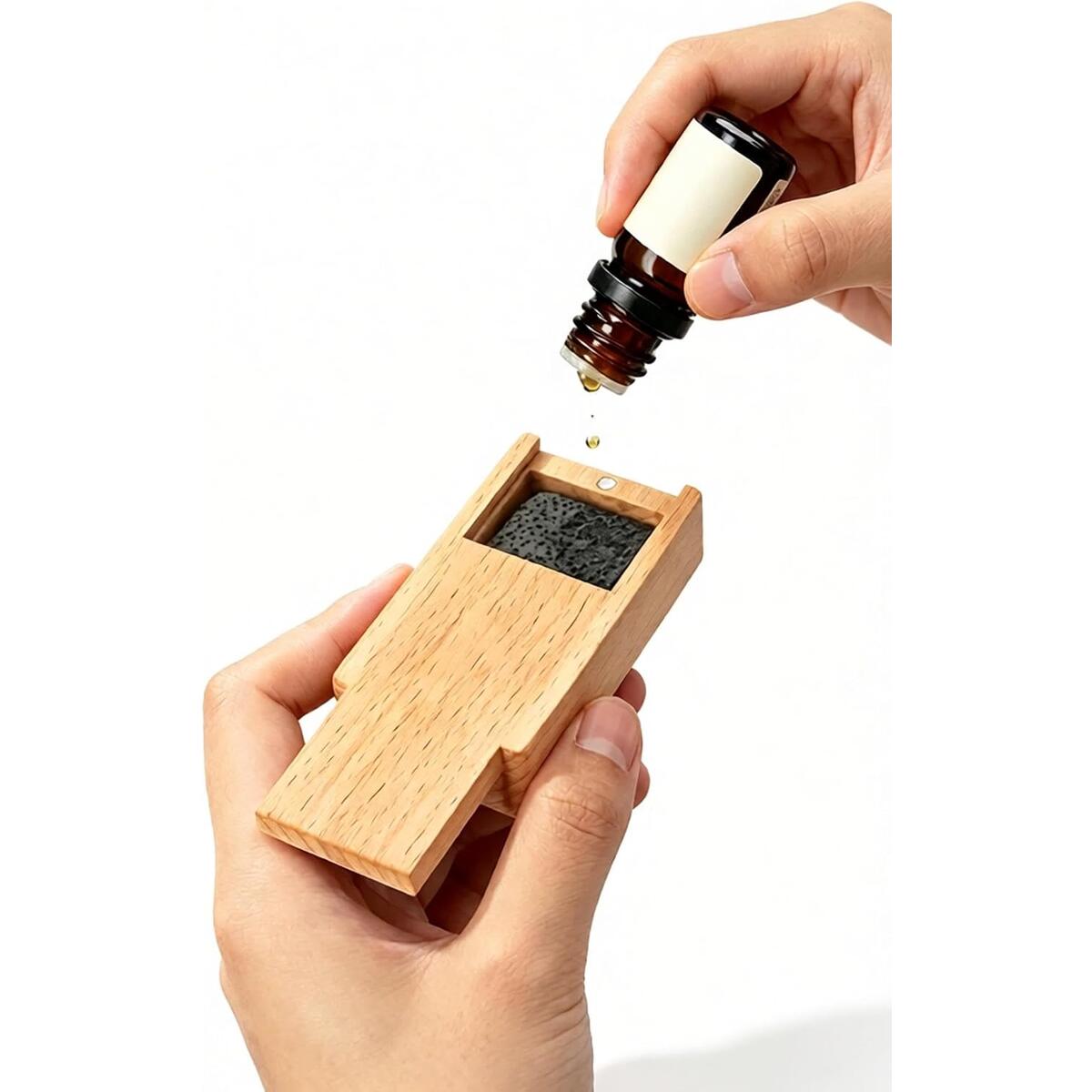 Wooden Essential Oil Diffuser Box with Volcanic Rock