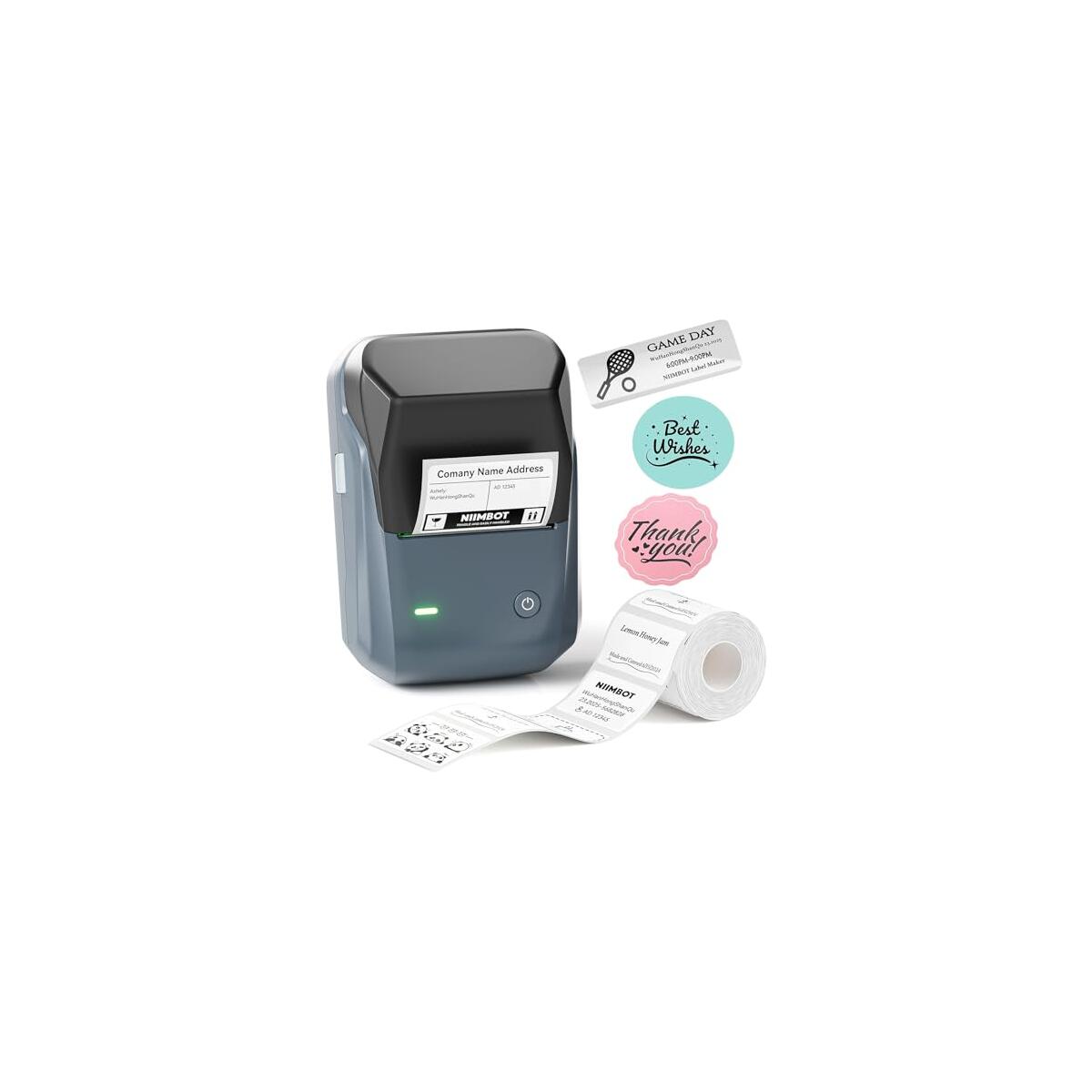 NIIMBOT B1 Label Maker Machine with Tape, Thermal Label Printer Easy to Use for Office, Home, Business, 2 Inch Label Maker with Labels(2'' x1.18'')