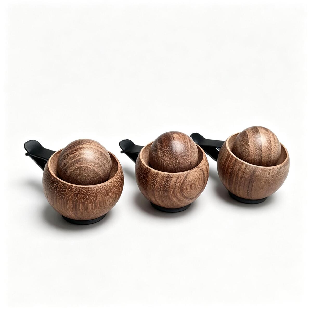 3 Pcs Walnut Wood Essential Oil Car Vent Diffuser