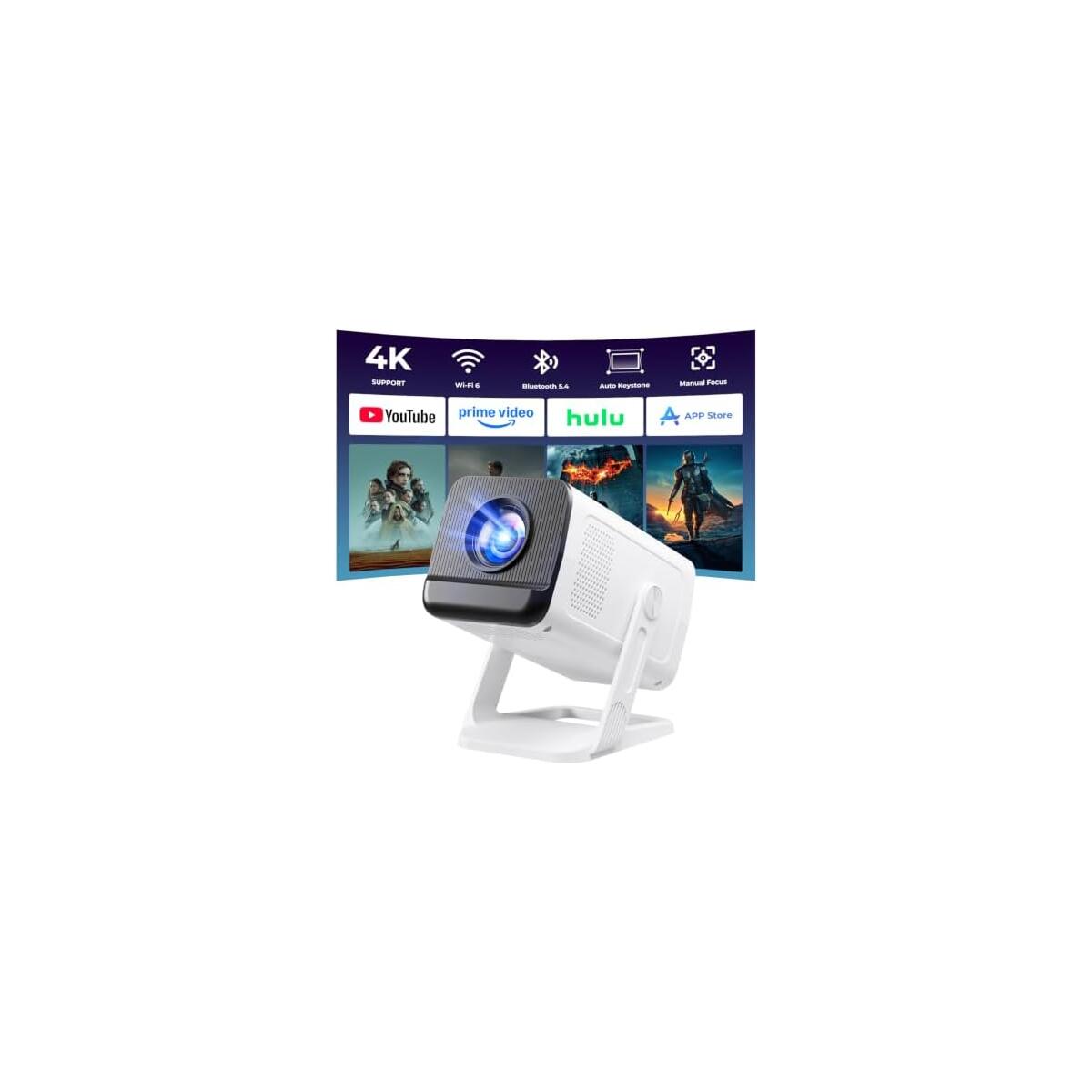 Mini Projector with WiFi and Bluetooth, Portable Proyector 4K 1080P Support