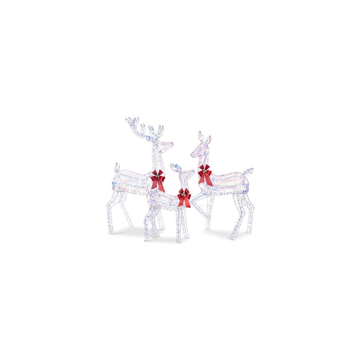 Best Choice Products 3-Piece Large Lighted Christmas Deer Family Set 5Ft Outdoor Yard Decoration with 360 LED Lights, Stakes, Zip Ties - Iridescent