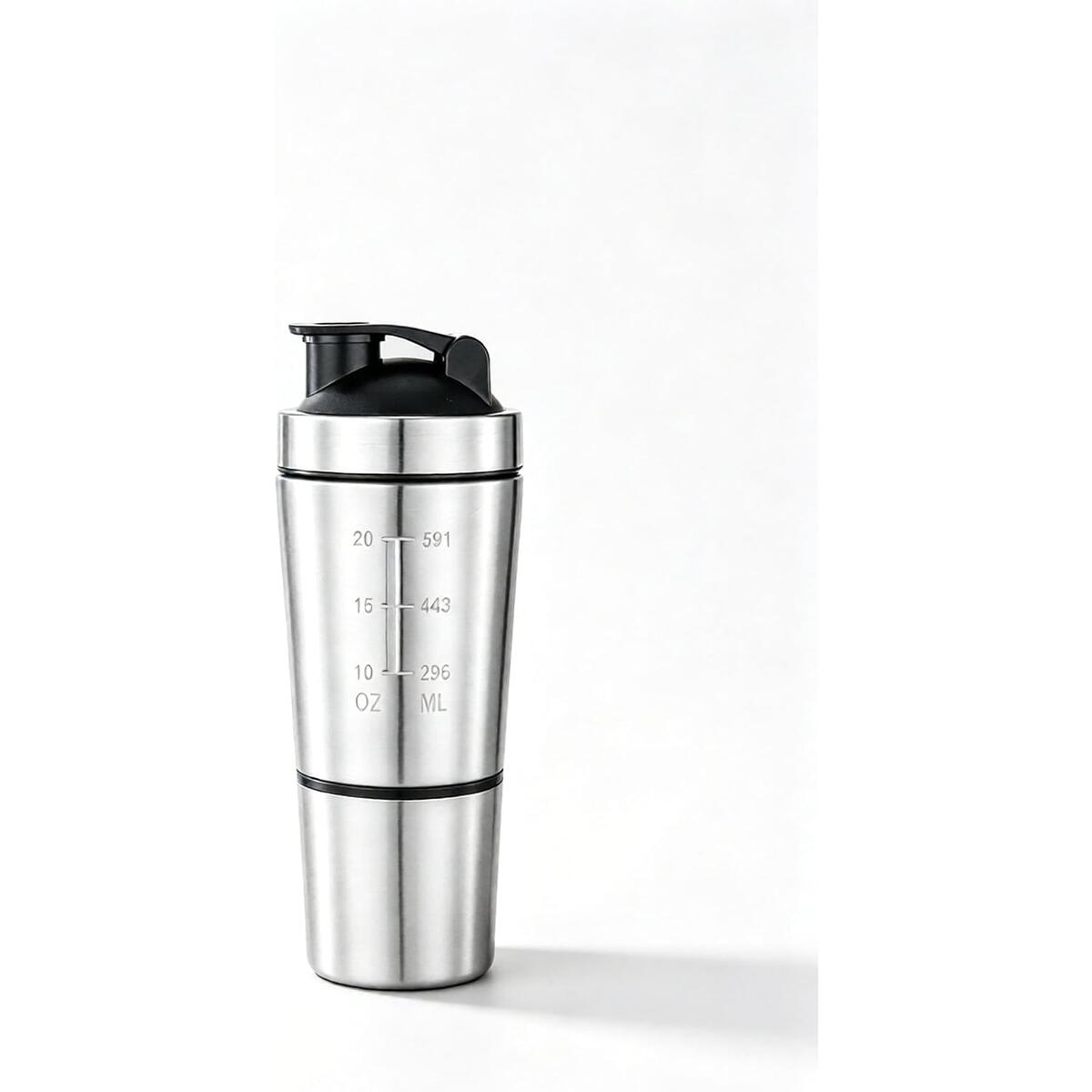 304 Stainless Steel Shaker Bottle with Storage Compartment