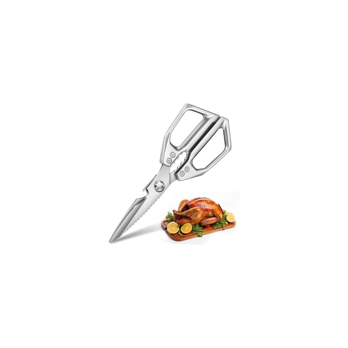 Kitchen Scissors for Food Japanese - Poultry Shears, Japanese All Purpose Heavy Duty for Chicken Wing/Bone, Meat, Quail, Fish, Turkey, Vegetables, Stainless Steel Cooking Aid Scissors, Dishwasher Safe
