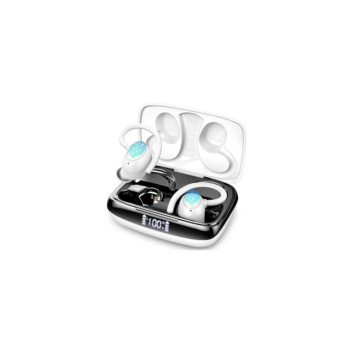 Wireless Earbud, 48Hrs Bluetooth 5.3 Headphones Over Ear IP7 Waterproof, Sports Wireless Earphones in Ear with Dual LED Display, Stereo Bass Over Ear Bud with Earhooks for Workout/Running/Gym